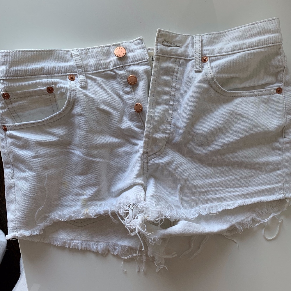 White High Waisted Denim Shorts